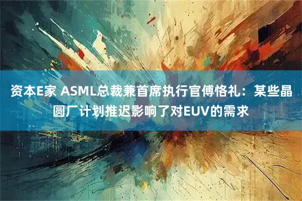 资本E家 ASML总裁兼首席执行官傅恪礼:某些晶圆厂计划推迟影响了对EUV的需求
